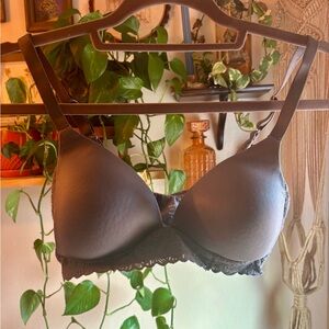 Aerie Gray Lace Trim Bra